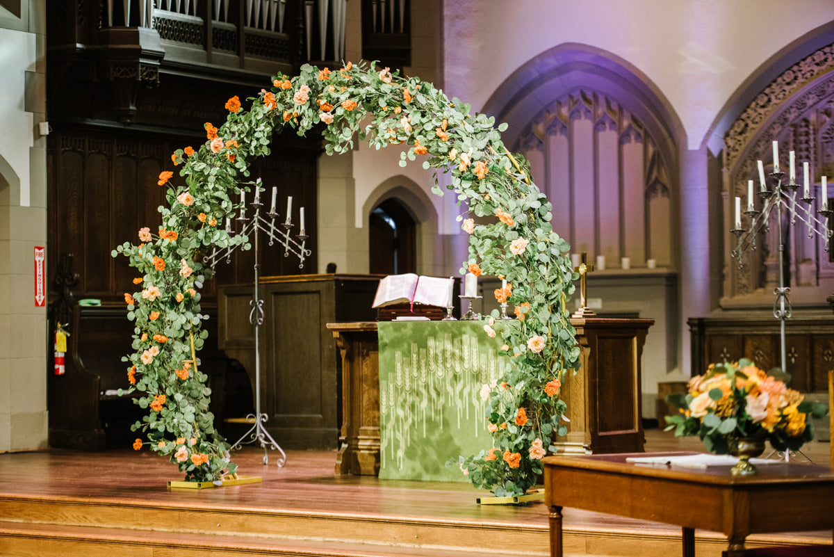 Wedding Ceremony Double Ring Arch, Passable Walk- Through Arch Only - Fino Decor