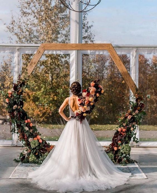 Wooden Hexagonal Wedding Arch Only - Fino Decor