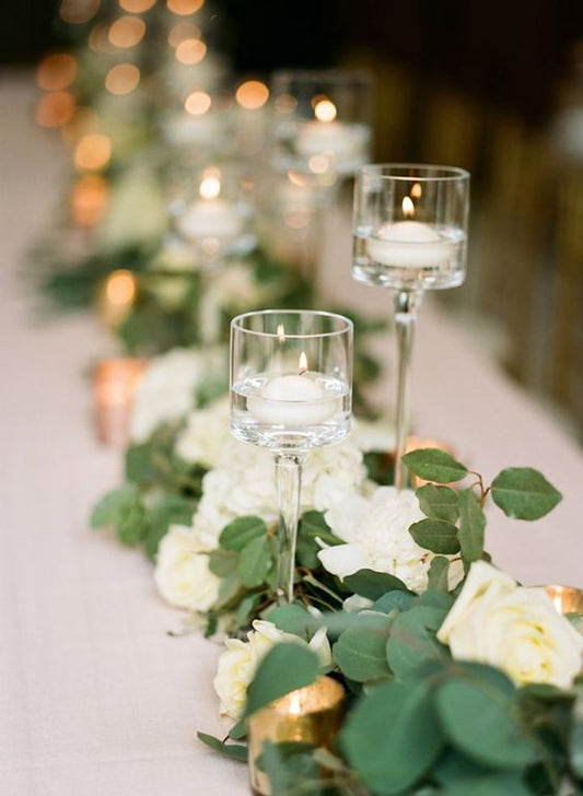 Raised Cylinder Candle Holder Glass Vase Set - Fino Decor