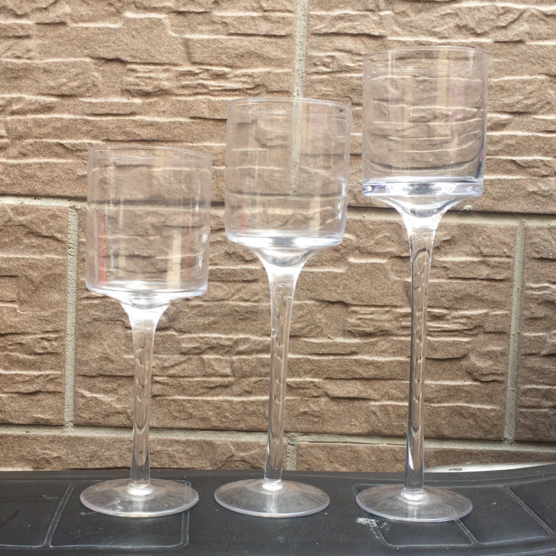 Raised Cylinder Candle Holder Glass Vase Set - Fino Decor