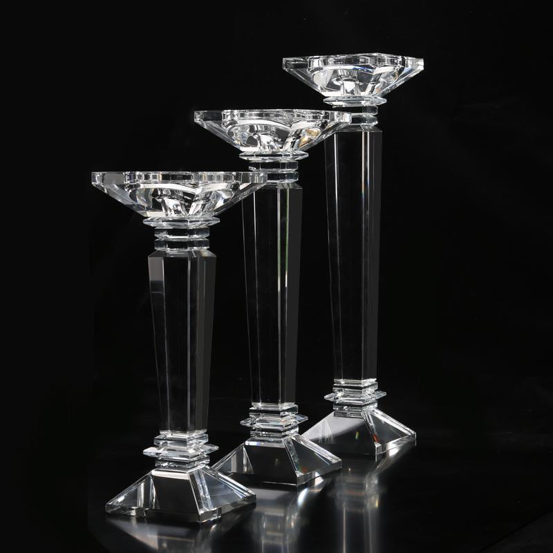 Leon Crystal Pillar Candle Holder Set - Fino Decor