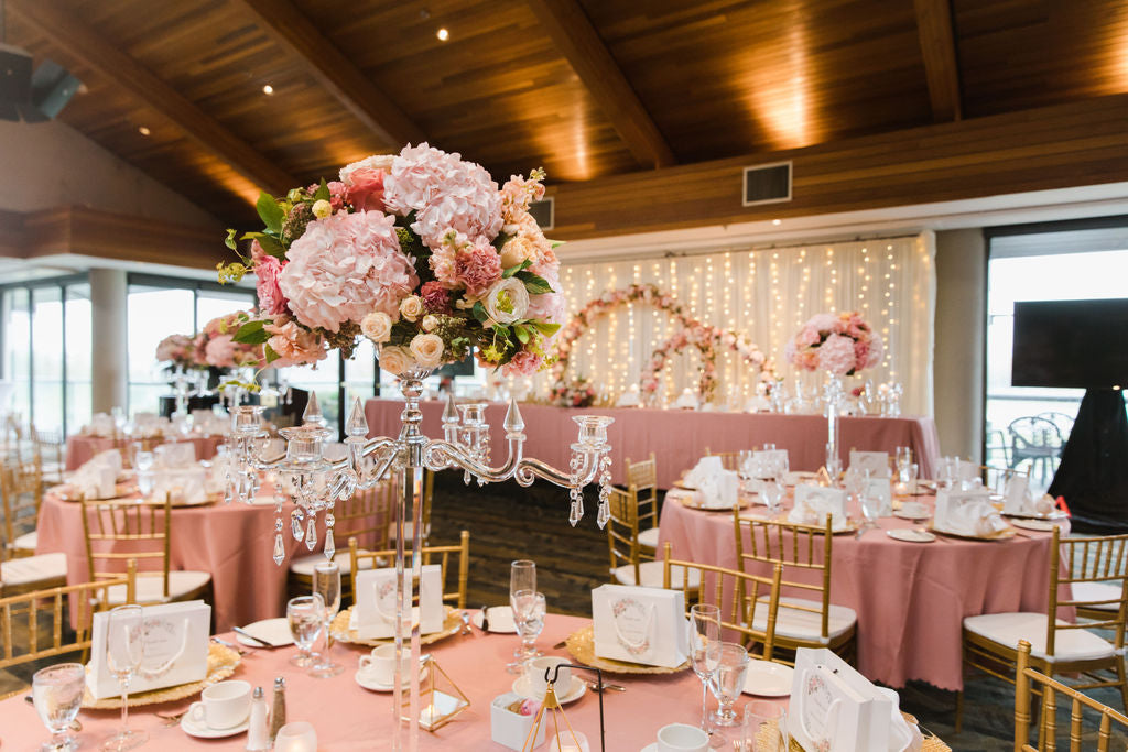 Tall 4 Arms Wedding Centerpiece Crystal Candelabra Centerpiece Top Flower Bowl for Table - Fino Decor