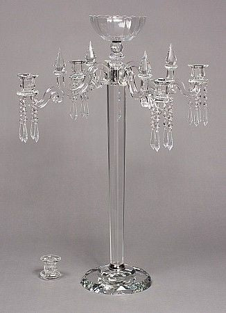 Tall 4 Arms Wedding Centerpiece Crystal Candelabra Centerpiece Top Flower Bowl for Table - Fino Decor