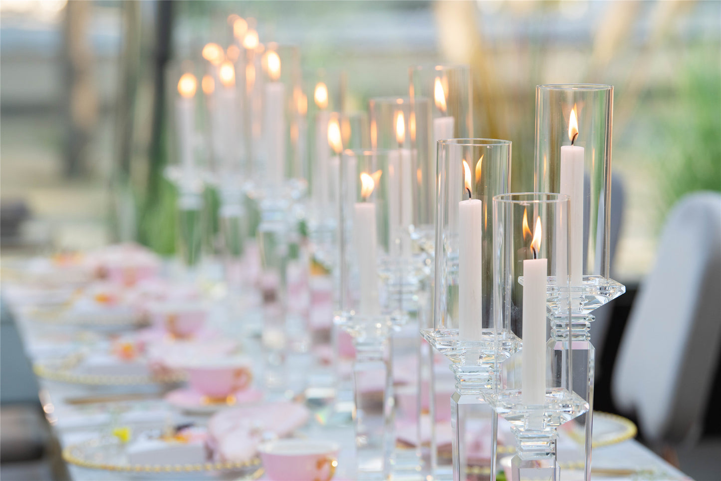 Leon Crystal Pillar Candle Holder Set - Fino Decor
