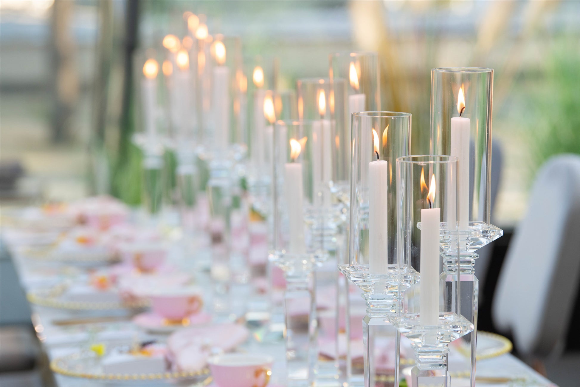 Leon Crystal Pillar Candle Holder Set - Fino Decor
