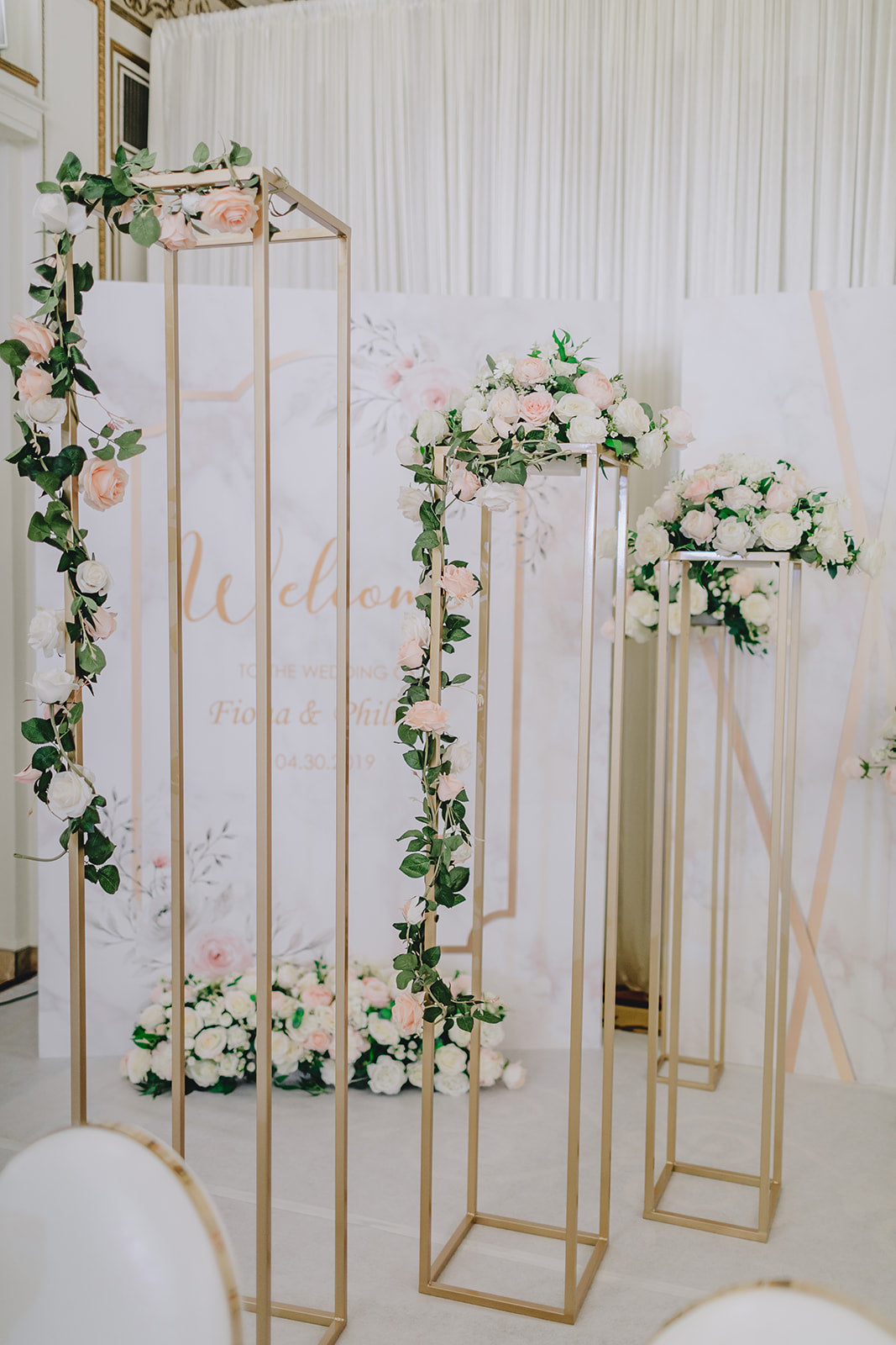 Metal Rectangular Tall Floral Stand/Column Arch - Fino Decor