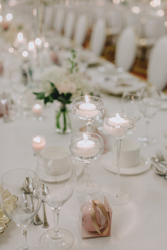 Raised Round Candle Holder Glass Vase Set - Fino Decor