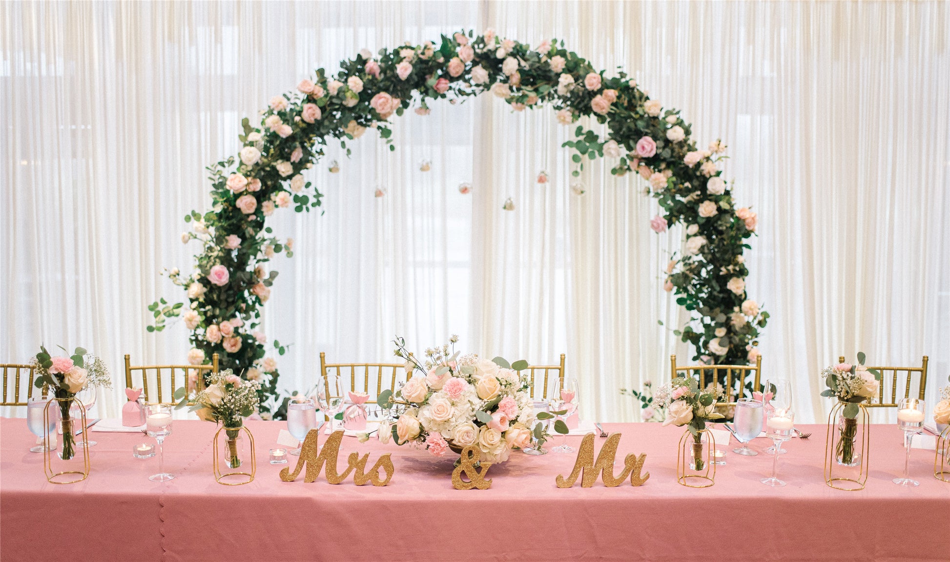 Wedding Ceremony Double Ring Arch, Passable Walk- Through Arch Only - Fino Decor