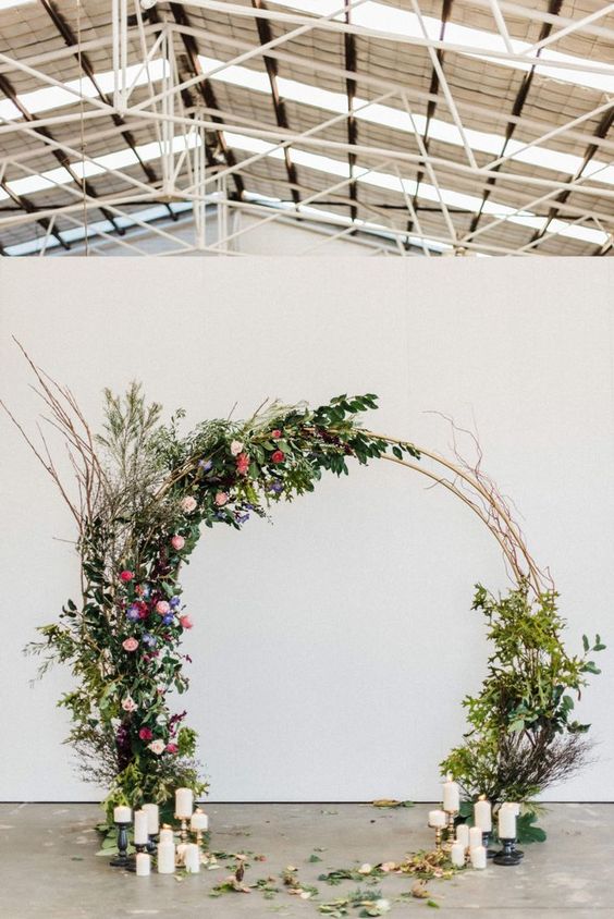 Wedding Ceremony Double Ring Arch, Passable Walk- Through Arch Only - Fino Decor