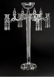 Tall 4 Arms Wedding Centerpiece Crystal Candelabra Centerpiece Top Flower Bowl for Table - Fino Decor