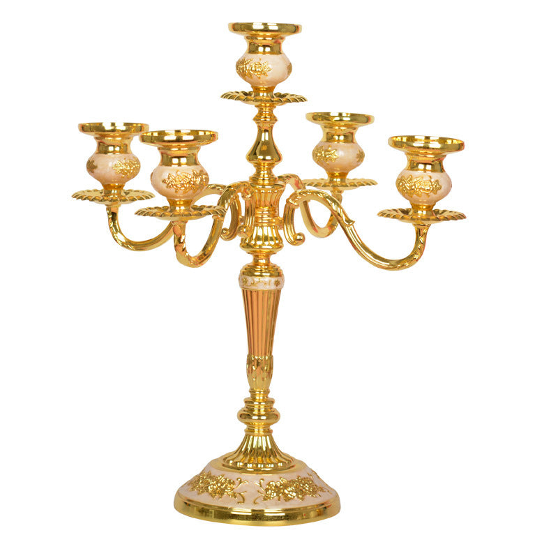 Dinner Party And Formal Event Wedding Centerpiece Gold 5 Heads Candle Candelabra - Fino Decor