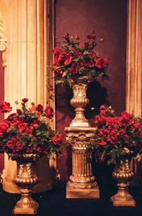 Flowered Metal Trumpet Vase/ Elegant Wedding Centerpieces Vase - Fino Decor