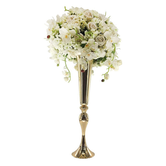 Gold Metal Tall Flower Vase / Wedding Centerpiece - Fino Decor